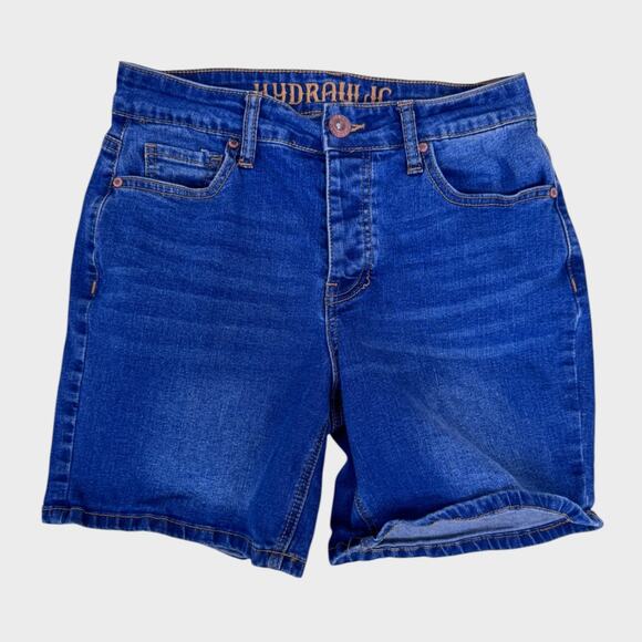 Hydraulic Button Fly Blue Denim Shorts Wedgie High Rise Short - Picture 1 of 9